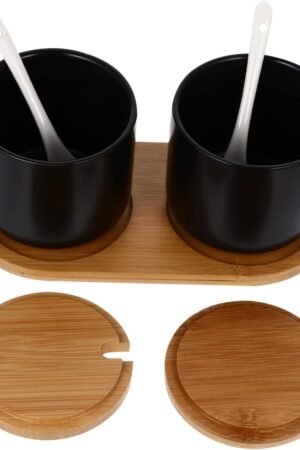 1set Empty Spice Jars Labels Seasoning Containers Ceramic Condiment Jars for Home Restaurant