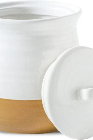 Ceramic Food Storage Jar,Coffee Canister for Countertop with Lids Airtight,Large Flour,Cereal,Spices,Beans,Rice and Candies Containers for Kitchen and Home,Farmhouse Kitchen Decor,35 OZ White