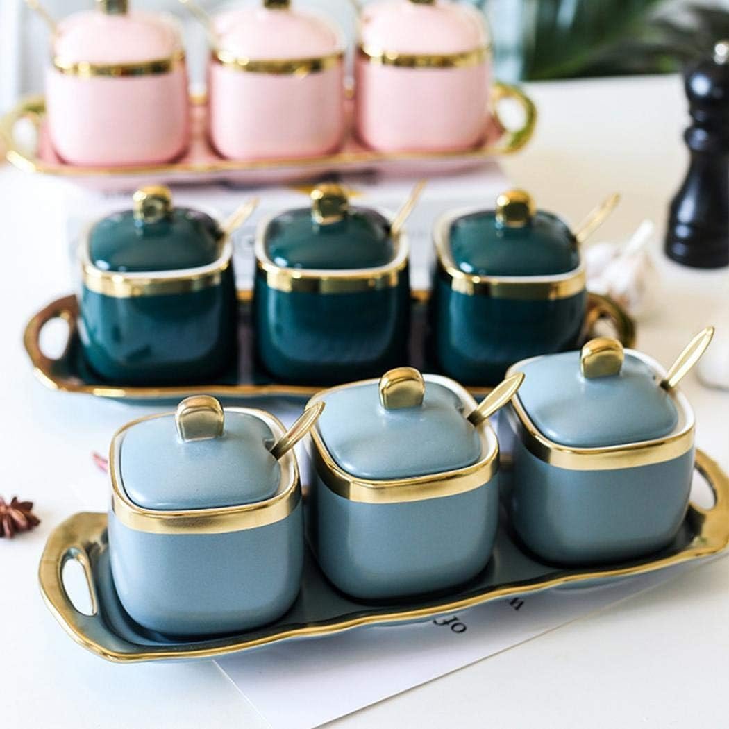 Set of 3 Porcelain Condiment Jar Spice Container with Lids, Ceramic Sugar Bowls Condiment Pots Spice Jars Seasoning Box Set, Best Spice jar for Your Home, Kitchen, Counter (White suit) - Image 2