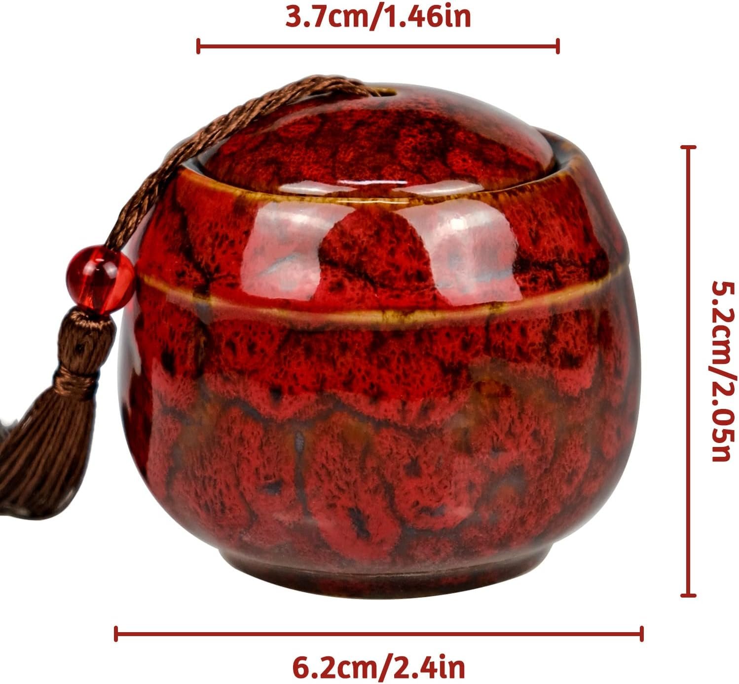 2 PCS Ceramic Canister for Loose Leaf Tea, Beautiful Chinese Style Tea Containers with Tassel, Small Tea Coffee Sugar Storage Organizer - Image 2